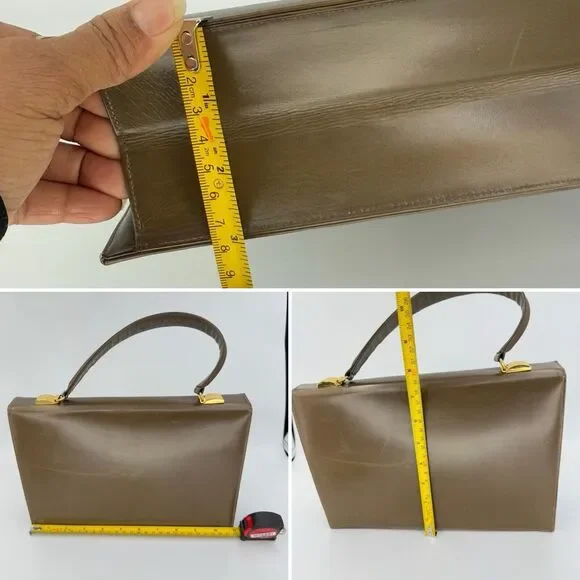 Vintage 1950s Dafar Brown Leather Handbag Purse - Picture 13 of 15